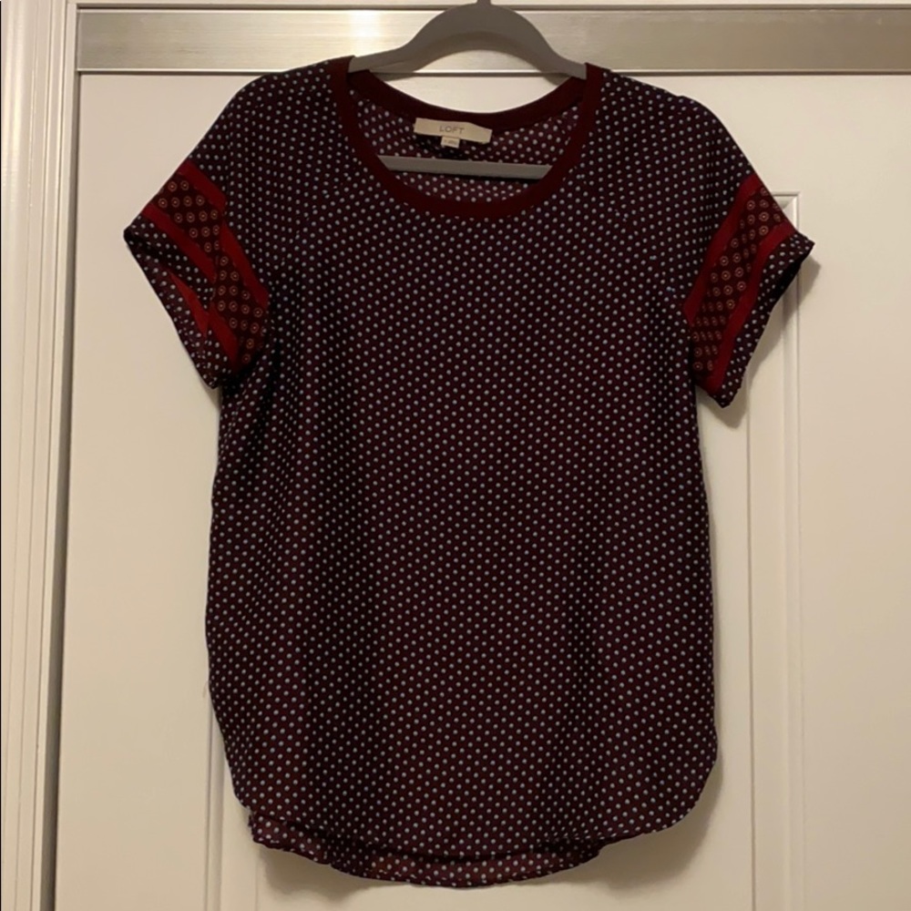 Loft burgundy short sleeved blouse
